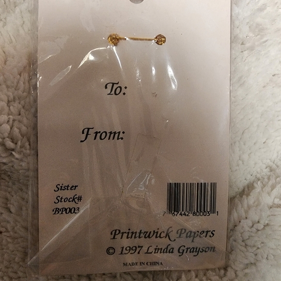 "Thank You For.." Poem Card w/ Key Pin Costume Alloy Printwick Papers New 1997 - Picture 3 of 3